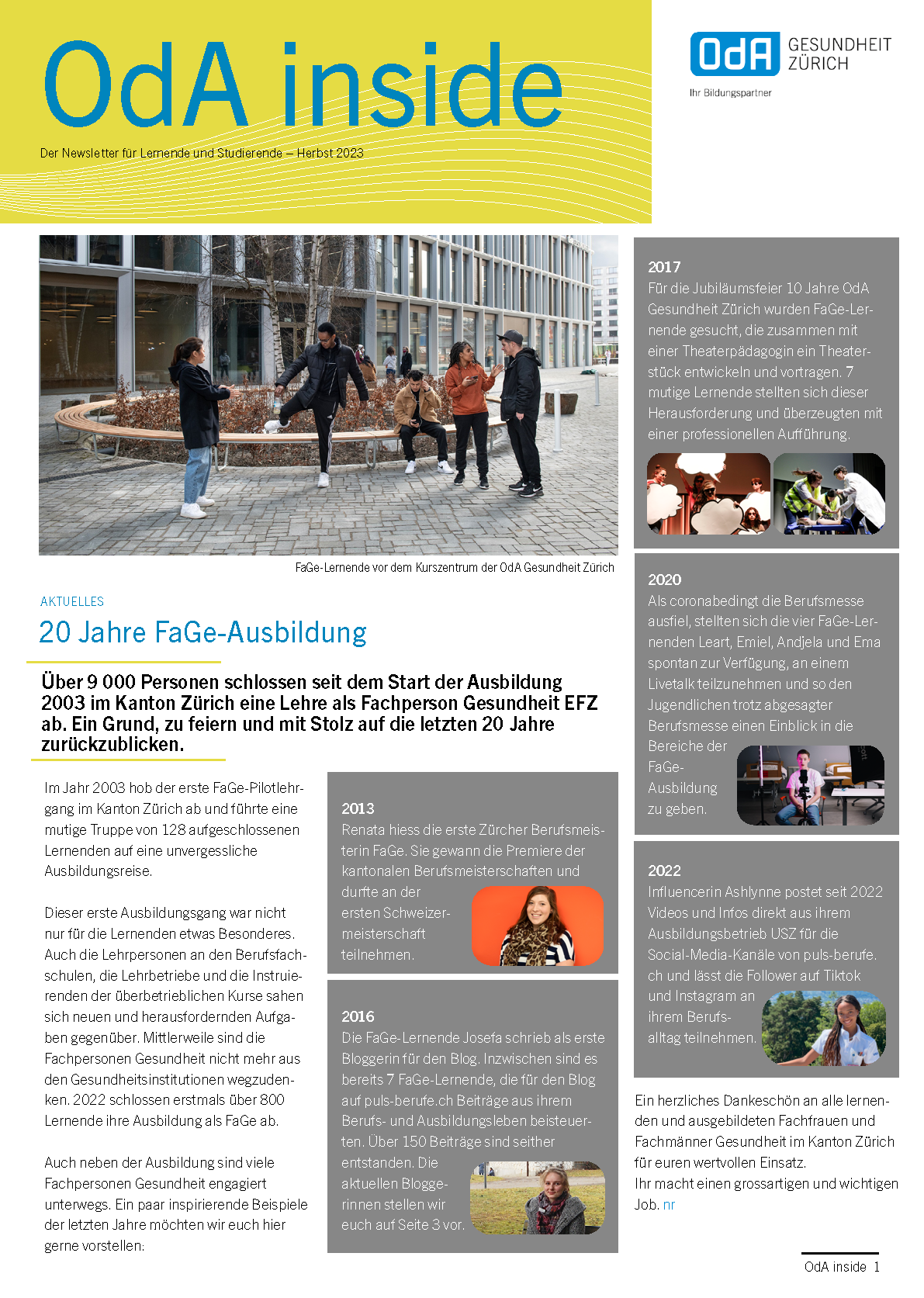 Titelblatt OdA Inside Ausgabe Herbst 2023